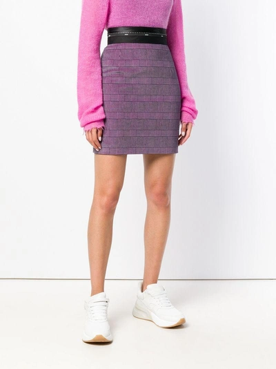 Shop Msgm Fitted Tartan Skirt