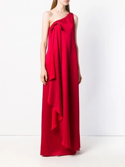 Shop Valentino One Shoulder Full Length Dress In Red