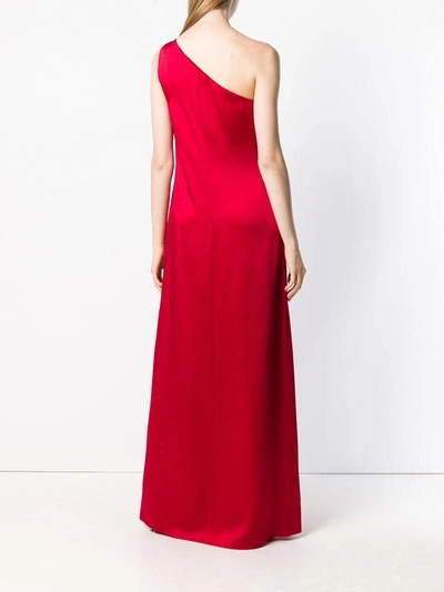 Shop Valentino One Shoulder Full Length Dress In Red