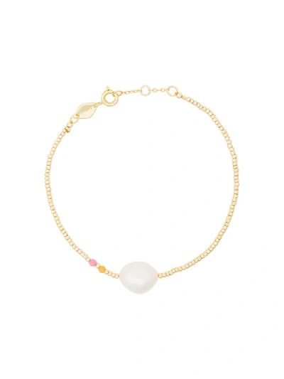 Shop Anni Lu Gold Plated Sterling Silver Baroque Pearl Gemstone Bracelet - Pink