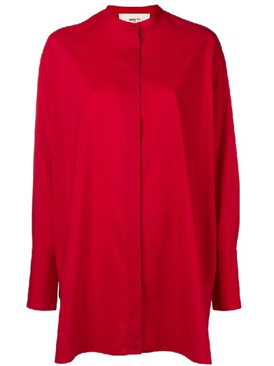 Shop Ports 1961 Band Collar Long Shirt In Red