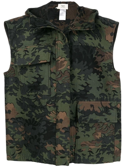 Shop Ports 1961 Camouflage Sleeveless Jacket In Green