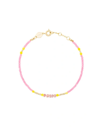 Shop Anni Lu Pink And Yellow Peppy Gold Plated Bracelet - Pink & Purple