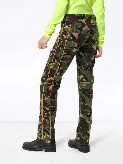 Shop Martine Rose Camouflage Print Patch Trousers - Green