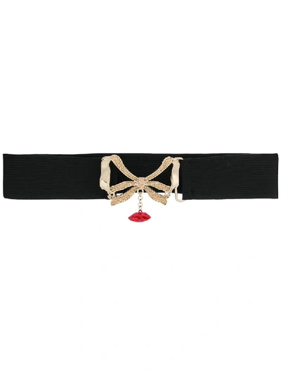 Shop Vivetta Bow Embellished Belt - Black