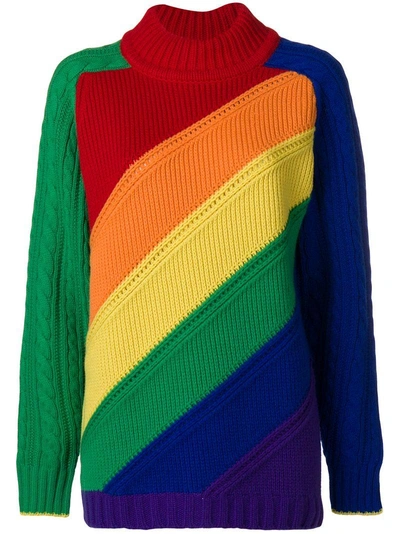 Shop Burberry Rainbow Turtleneck Jumper