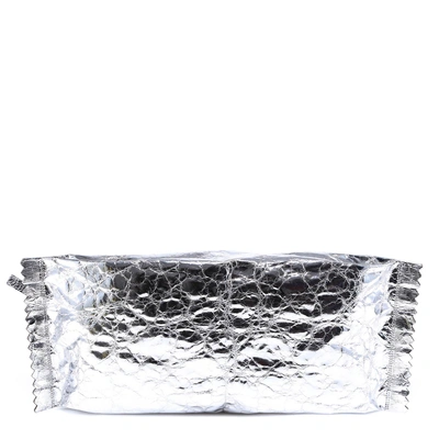 Shop Mm6 Maison Margiela Candy Wrapper Clutch In Silver