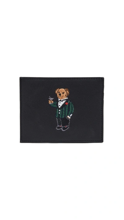 Shop Polo Ralph Lauren Tartan Bear Card Case In Black