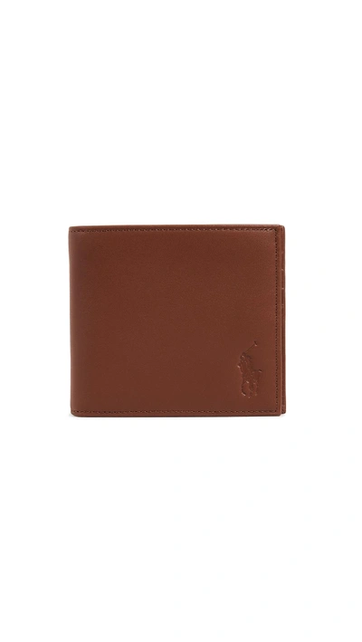 Shop Polo Ralph Lauren Smooth Leather Interior Motif Wallet In Brown