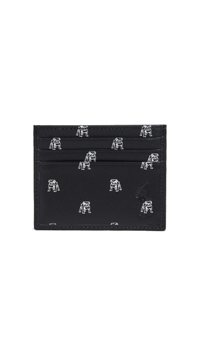 Shop Polo Ralph Lauren Smooth Leather Motif Card Case In Black