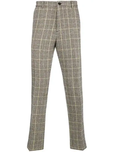 Shop Kenzo Checked Printed Tailored Trousers  In Neutrals