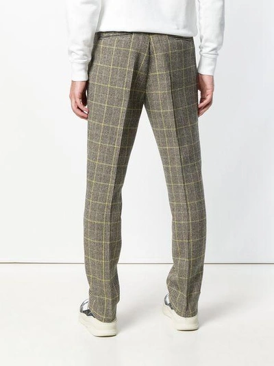Shop Kenzo Checked Printed Tailored Trousers  In Neutrals