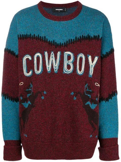 Shop Dsquared2 Cowboy Printed Sweater In Red