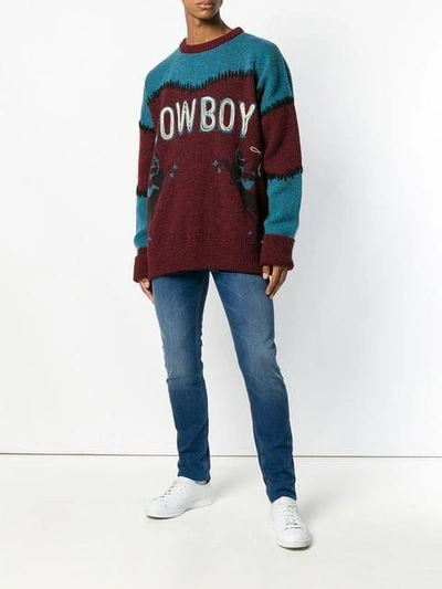 Shop Dsquared2 Cowboy Printed Sweater In Red