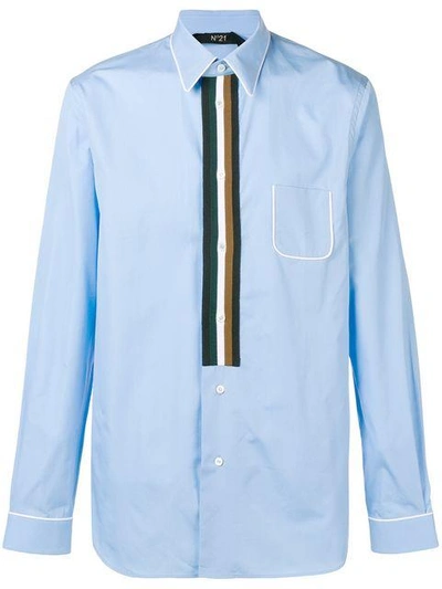 Shop N°21 Nº21 Contour Striped Classic Shirt - Blue