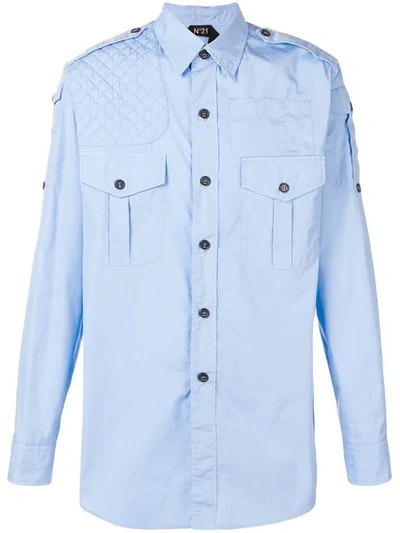 Shop N°21 Quilted Shoulder Shirt In Blue