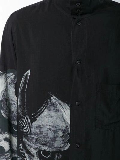 Shop Yohji Yamamoto Printed Longline Shirt In Black