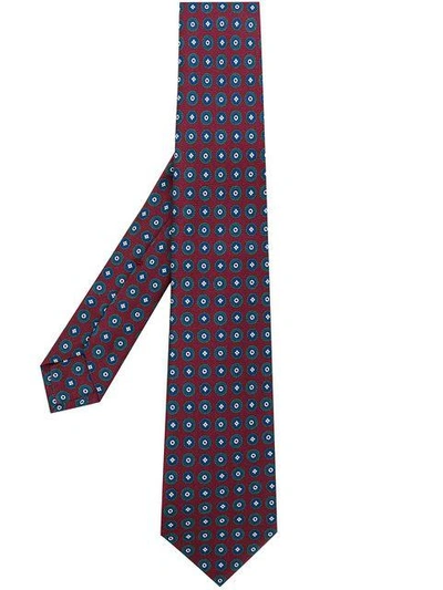 Shop Kiton Geometric Pattern Tie - Red