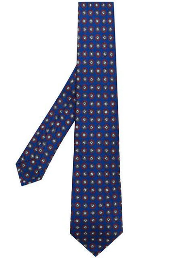 Shop Kiton Geometric Pattern Tie - Blue