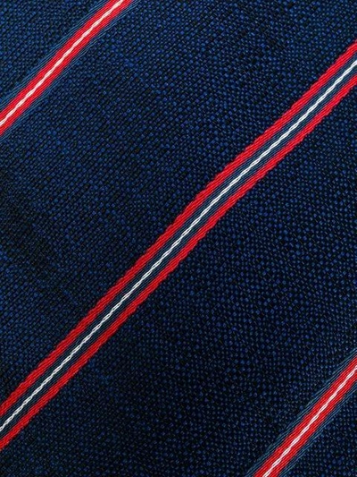 Shop Kiton Embroidered Stripe Pattern Tie - Blue