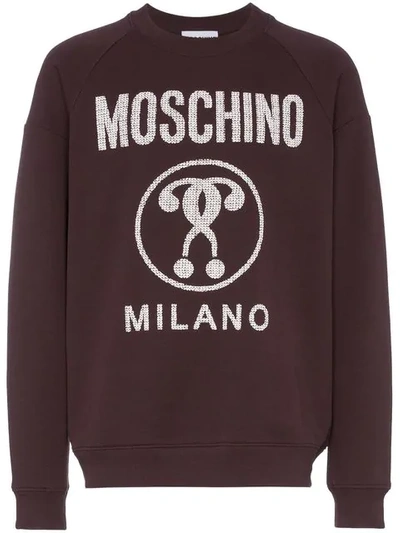 Shop Moschino Logo Printed Cotton Jumper - Red