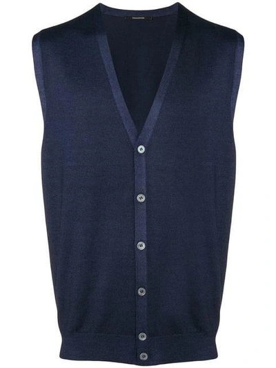 Shop Tagliatore Buttoned Waistcoat - Blue