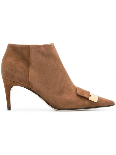 Shop Sergio Rossi Embellished Ankle Boots - Brown