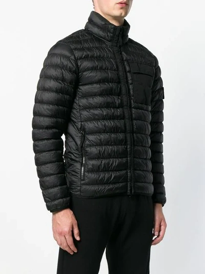Shop Stone Island Zipped Up Down Jacket In Black