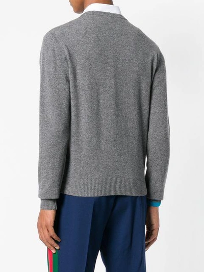 Shop N°21 Intarsia Logo Sweater In Grey