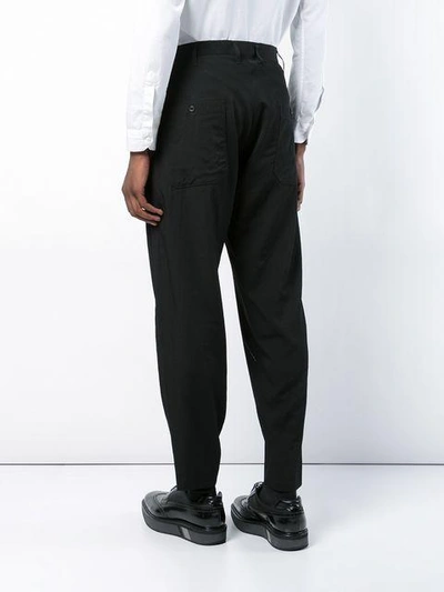 Shop Yohji Yamamoto Spider Web Print Trousers In Black