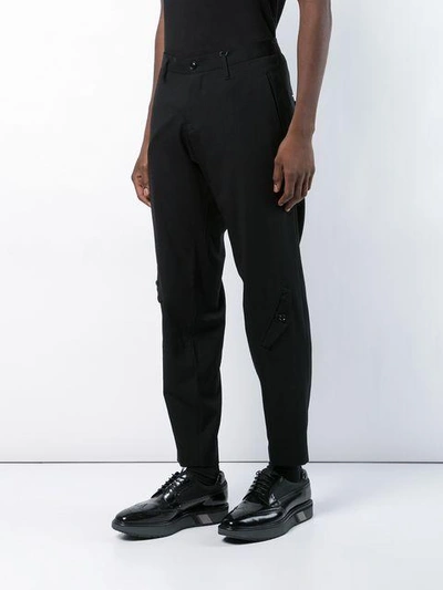 Shop Yohji Yamamoto Cargo Pocket Tapered Trousers In Black