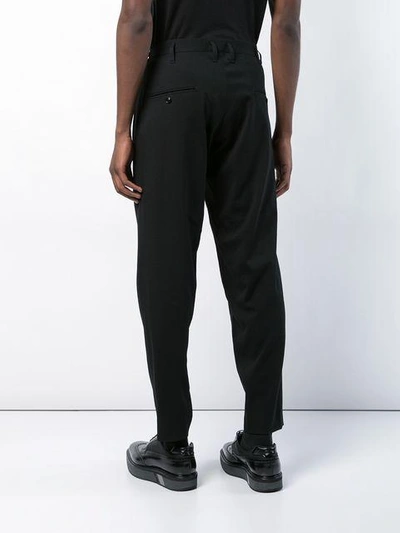 Shop Yohji Yamamoto Cargo Pocket Tapered Trousers In Black