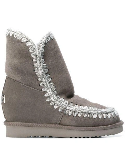 Shop Mou Whipstitched Ankle Boots - Grey