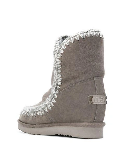 Shop Mou Whipstitched Ankle Boots - Grey