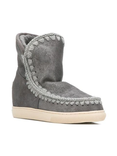 Shop Mou Whipstitched Ankle Boots - Grey