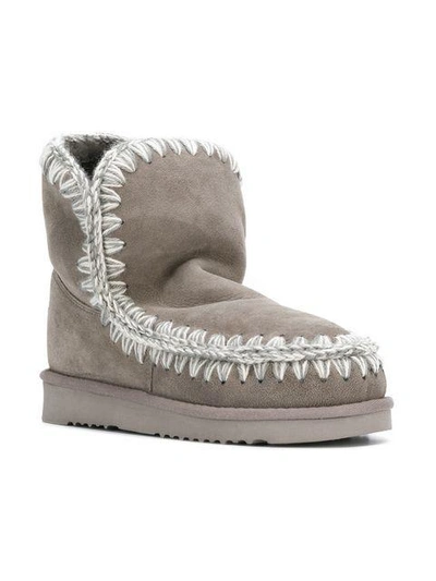 Shop Mou Stitched Ankle Boots In Grey