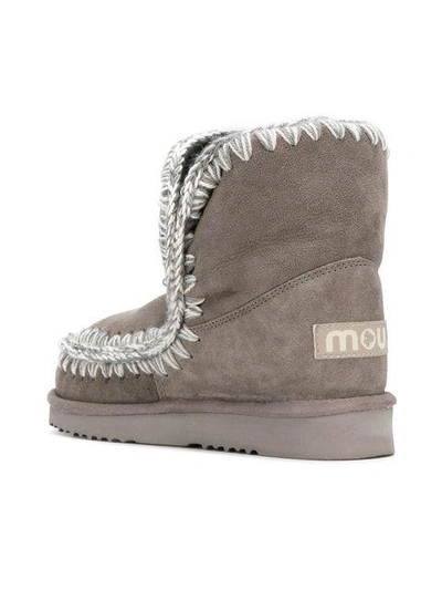 Shop Mou Stitched Ankle Boots In Grey