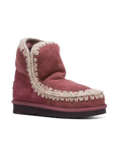 Shop Mou Whipstitched Boots In Red