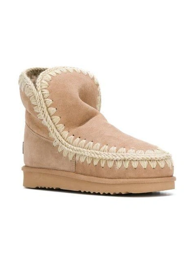 Shop Mou Whipstitched Boots In Neutrals