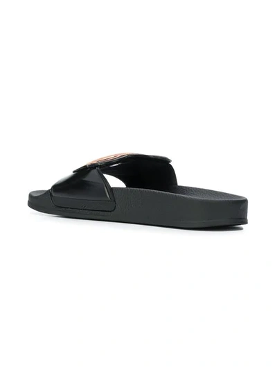 Shop Moschino Teddy Bear Slides In Black