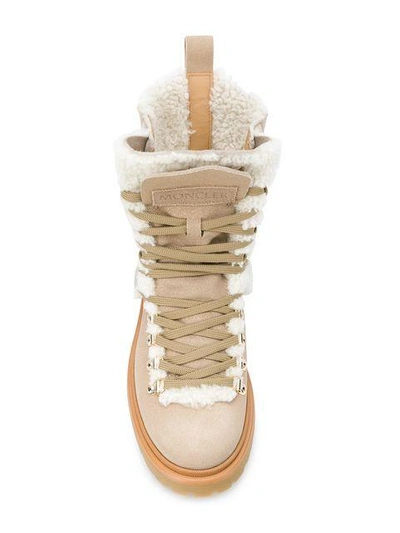 Shop Moncler Berenice Shearling Boots In Neutrals