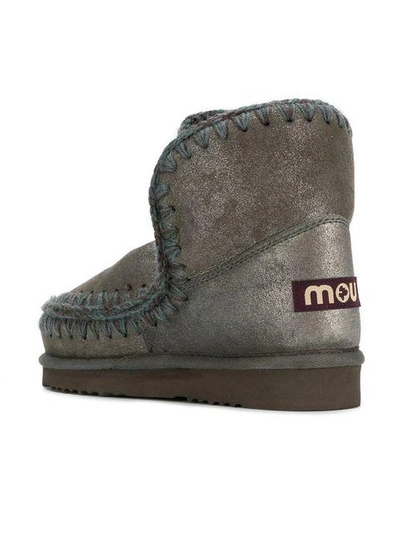 Shop Mou Whipstitched Boots In Grey