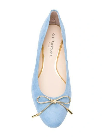 Shop Anna Baiguera Bow Front Ballerina Shoes In Blue