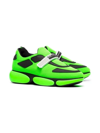 Shop Prada Neon Green Cloudburst 40 Leather Trainers