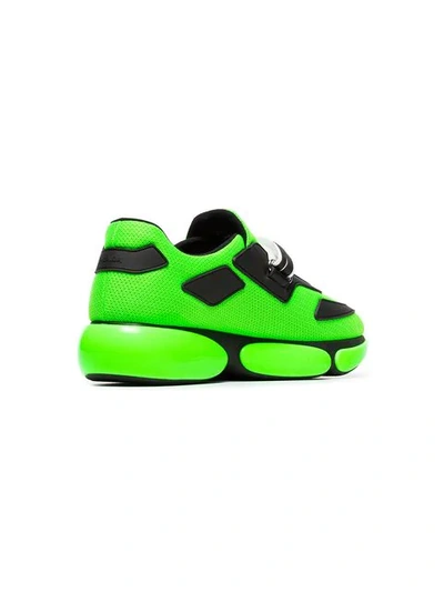 Shop Prada Neon Green Cloudburst 40 Leather Trainers