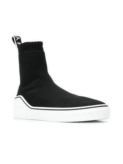 Shop Givenchy Hi-top Logo Sock Sneakers - Black