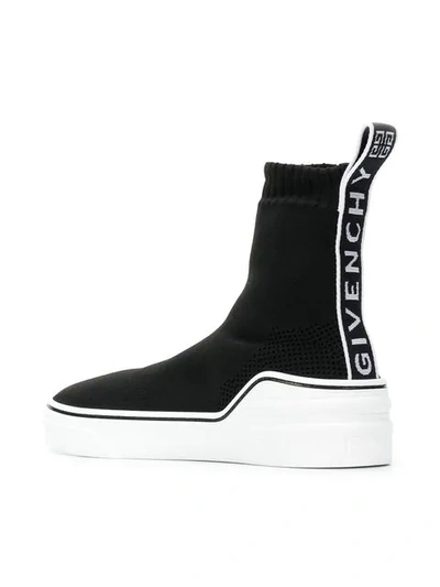 Shop Givenchy Hi-top Logo Sock Sneakers - Black