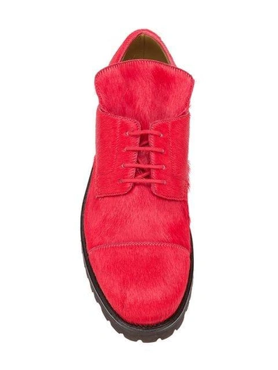 Shop Holland & Holland Calf-hair Lace-up Shoes In Red