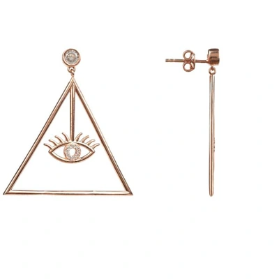 Shop Latelita London All Seeing Eye Triangle Drop Earring Rosegold