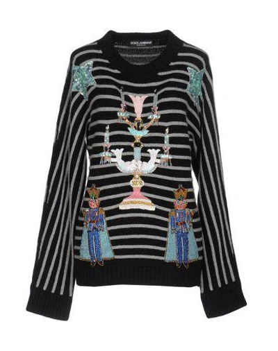 Shop Dolce & Gabbana Woman Sweater Black Size 4 Cashmere, Polyester, Crystal, Glass, Acrylic